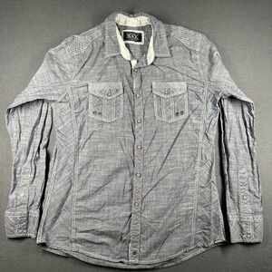 Buckle‎ Black Shirt Mens Medium Athletic Fit Gray Woven Long Sleeve Button Up